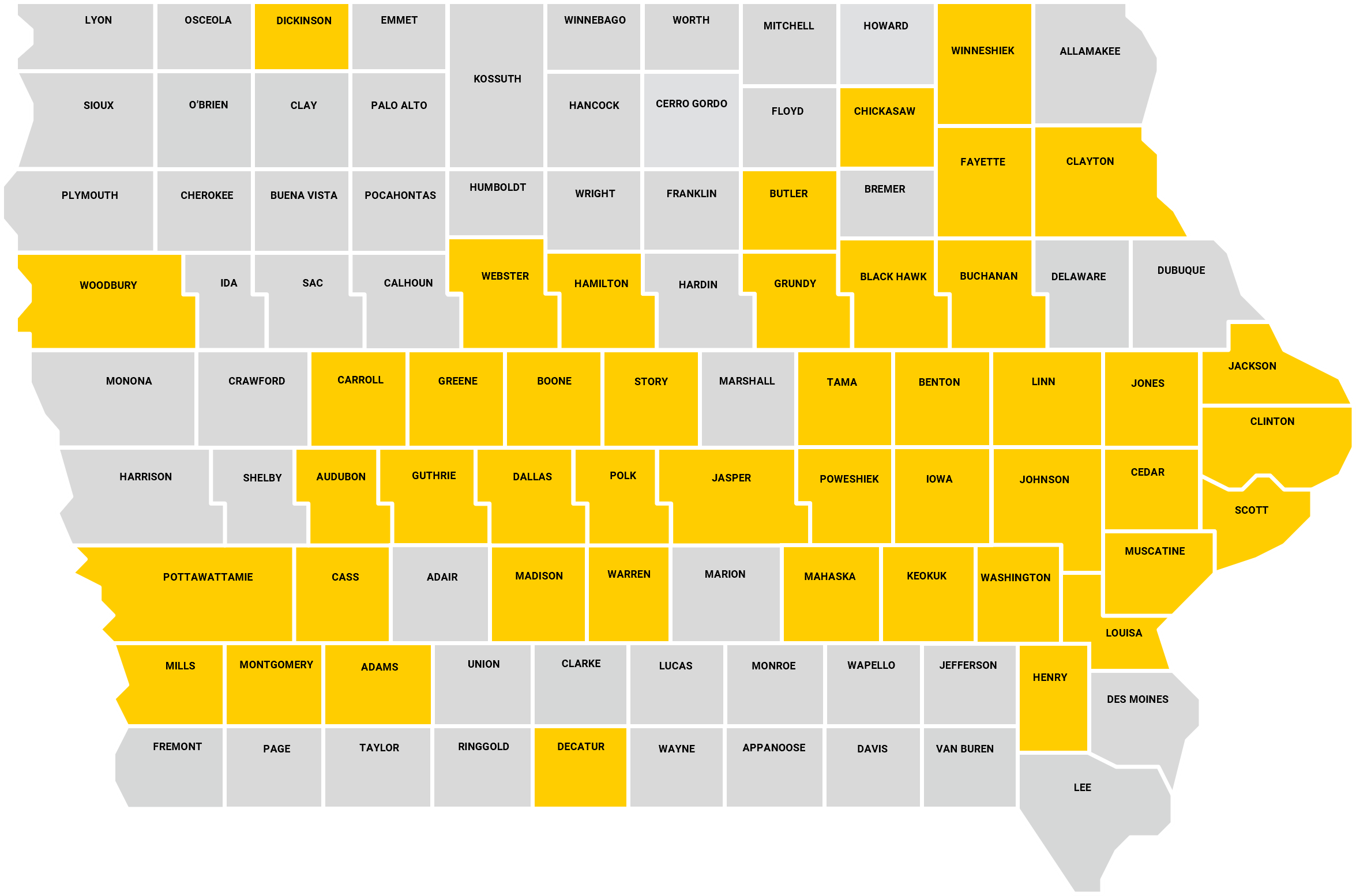 School of the Wild, participating Iowa counties