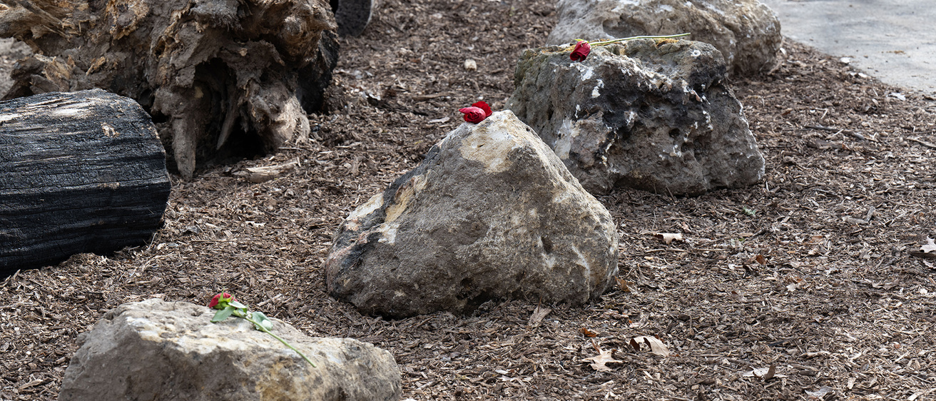 post fire memorial at the Iowa Raptor Project